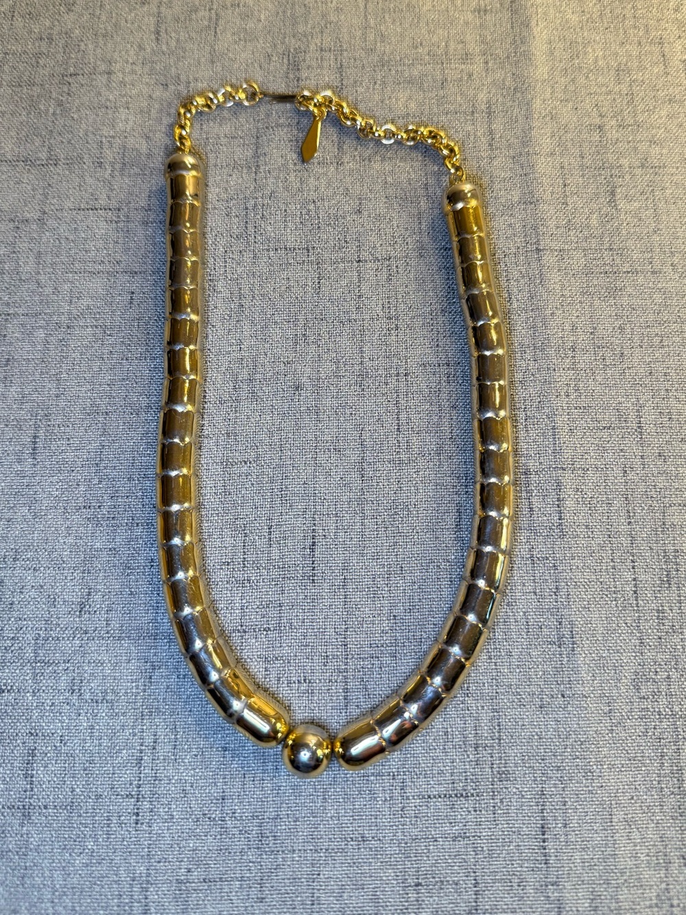 Vintage 80s Tubogas Omega Necklace Attributed to Monet Ball Bead Choker w\charm - Picture 3 of 9